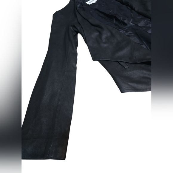 BB Dakota Black Leather Jacket XS Open Front - Picture 6 of 9